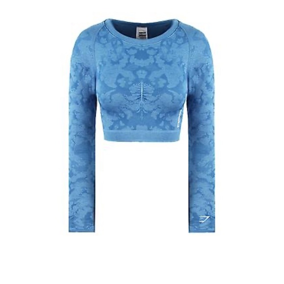 Gymshark Long Sleeve Womens Adapt Camo Blue Seamless - Picture 1 of 5